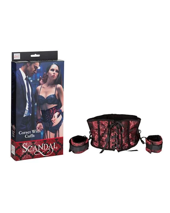Scandal Corset With Cuffs - Red - O/s