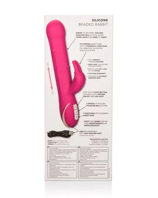 Cal Exotics Premium Jack Rabbit Beads - Pink - 5.5 Inch - Image 6