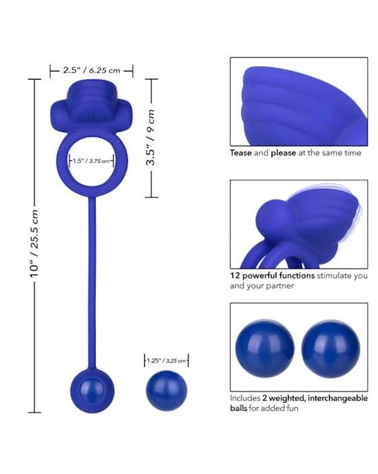 Cal Exotics Silicone Rechargeable Dual Rockin' Rim Enhancer - Purple - Image 2