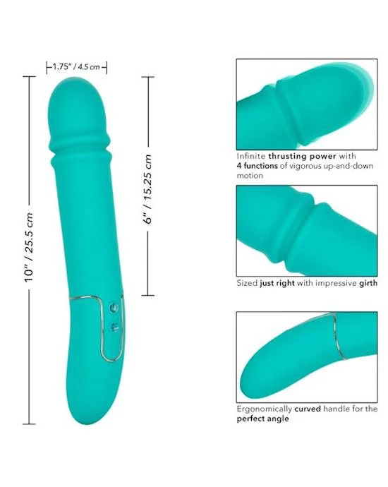 Cal Exotics Shameless Flirt Thrusting Vibrator - Blue - 10 Inch - Image 2