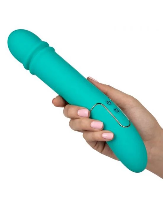 Cal Exotics Shameless Flirt Thrusting Vibrator - Blue - 10 Inch - Image 3
